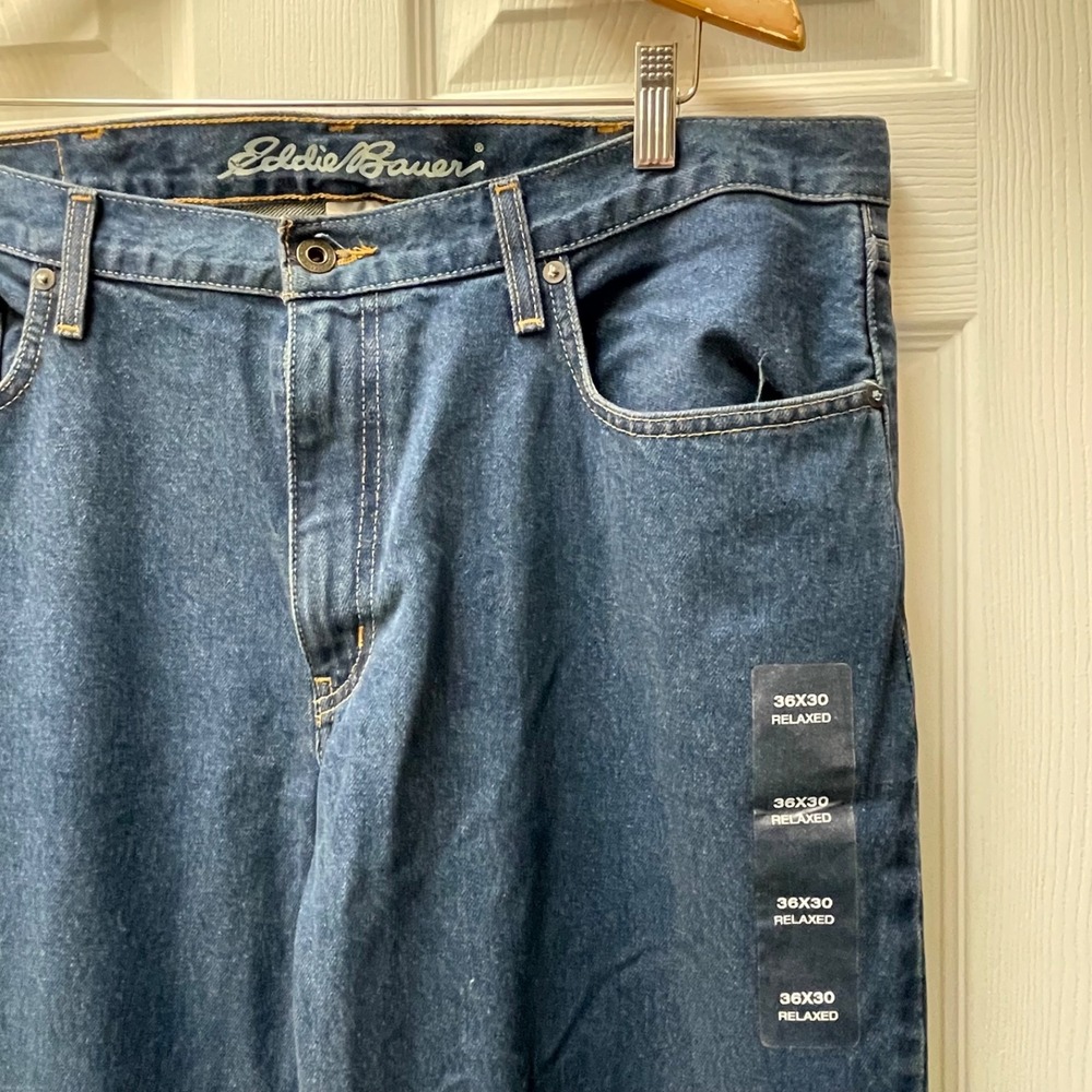 Eddie Bauer Men's‎ Blue Jeans 30x30 Relaxed New W/O Tags 100% Cotton Dark Wash